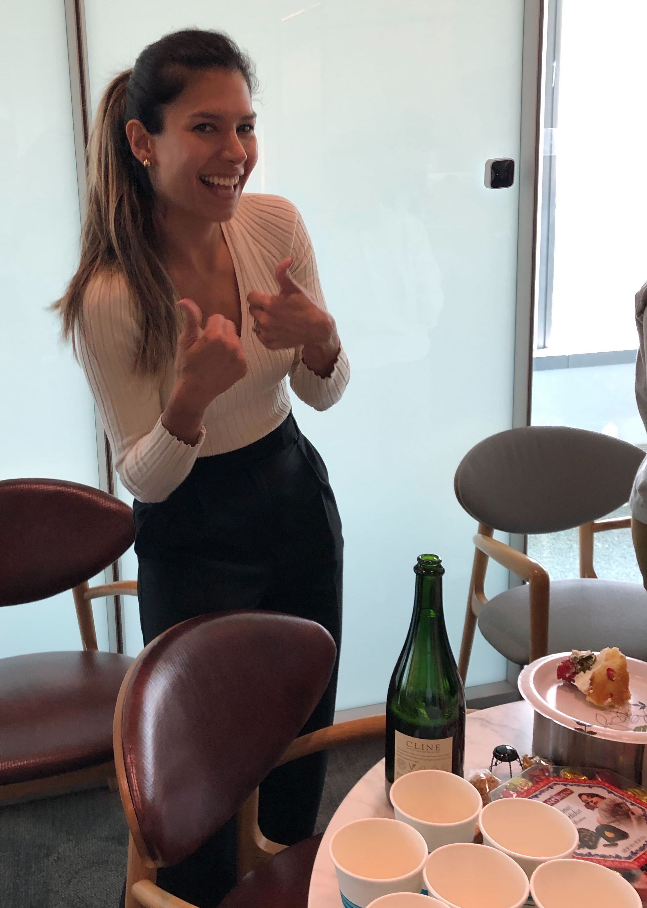 Liliana celebrating after passing her second level exam!