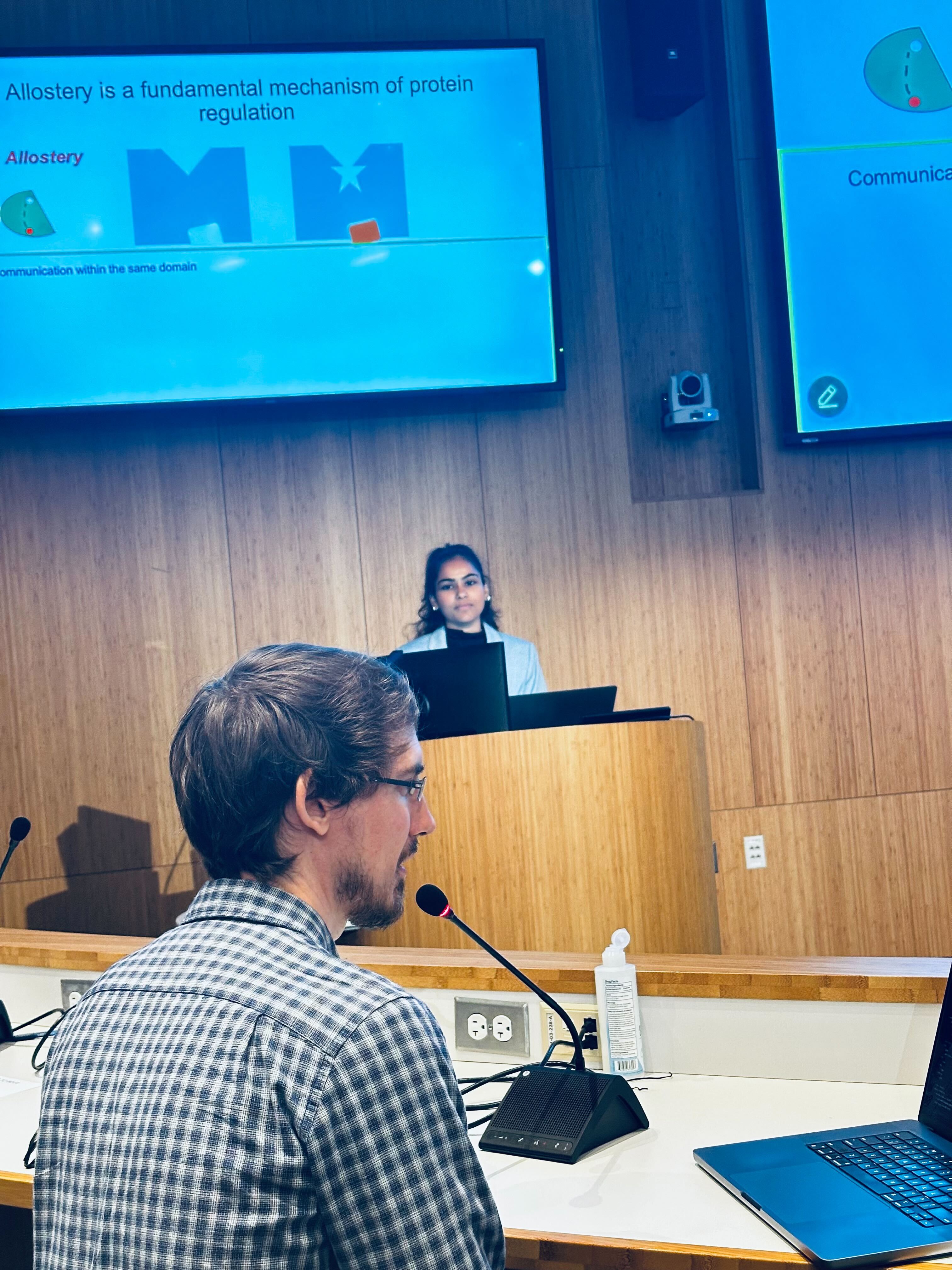 Shivani fielding questions during her defense